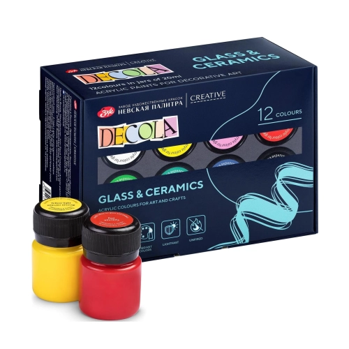 (OUTLET) Zestaw farb do szkła i ceramiki Decola 12x20 ml