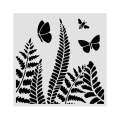 Szablon dekoracyjny Stamperia KSTDQ131 (18x18 cm) - motyle, paprotki, liście.webp