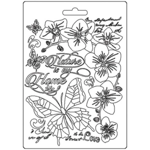 Foremka do odlewów i tekstur mixmediowych A5 - K3PTA566 (motyle, napisy, kwiaty)