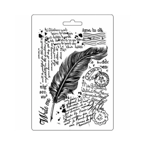 Foremka do odlewów i tekstur mixmediowych A5 - K3PTA511 (pióro, napisy, tekst)