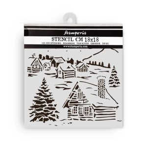  Szablon dekoracyjny Stamperia KSTDQ126 (18x18 cm) - domek, zima