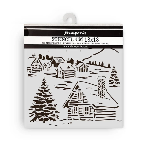 Szablon dekoracyjny Stamperia KSTDQ126 (18x18 cm) - domek, zima .png